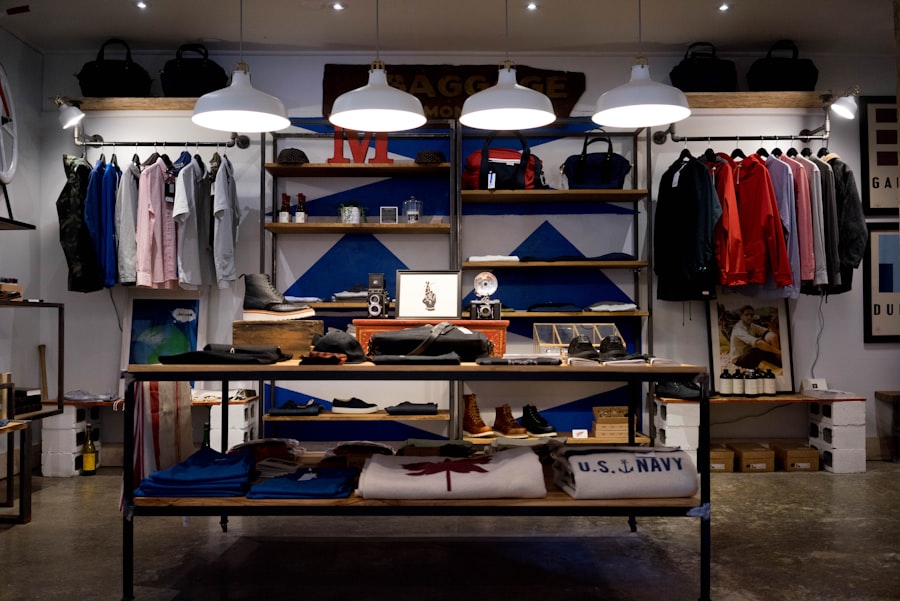 Modern D2C fashion brand retail store with premium product displays